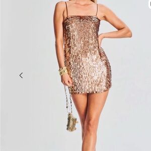 Retrofete XS Nara Dress Rose Gold Sequin Mini Dress